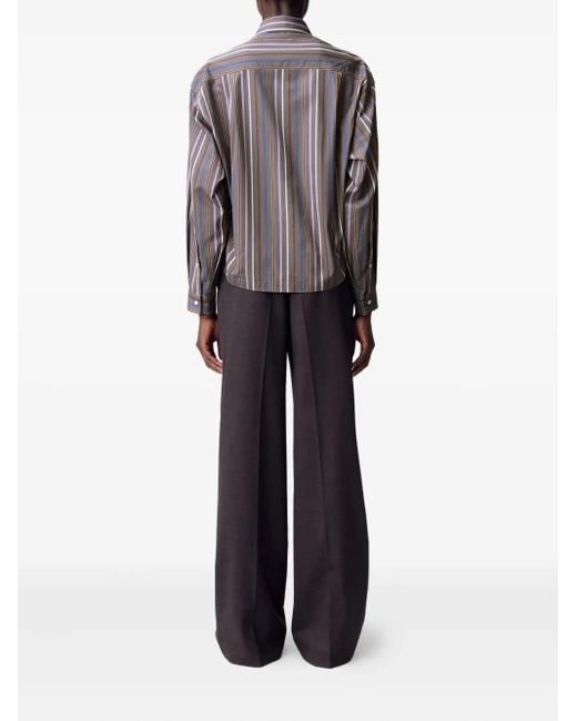 Claudie Pierlot Gray Striped Bow-Tie Shirt