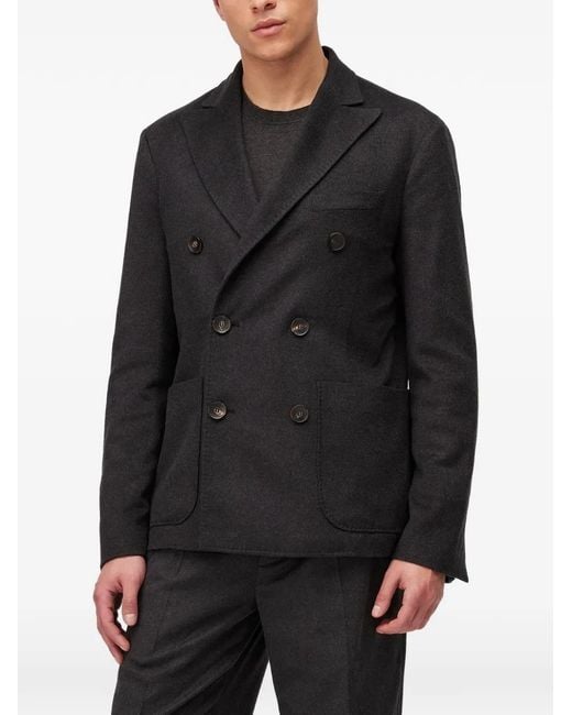 RETORI Black Double-Breasted Patch-Pocket Blazer for men