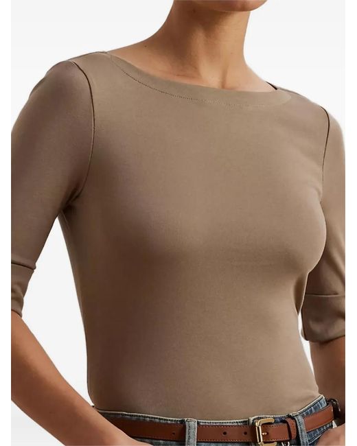 Ralph Lauren Brown Boat-Neck T-Shirt