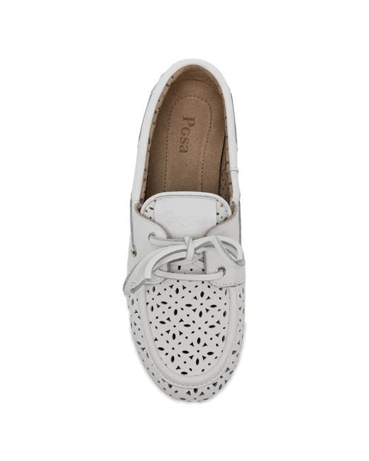 POSA White Perforated Loafers