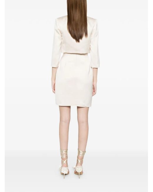 Elisabetta Franchi White Robe-Veste Crop À Logo