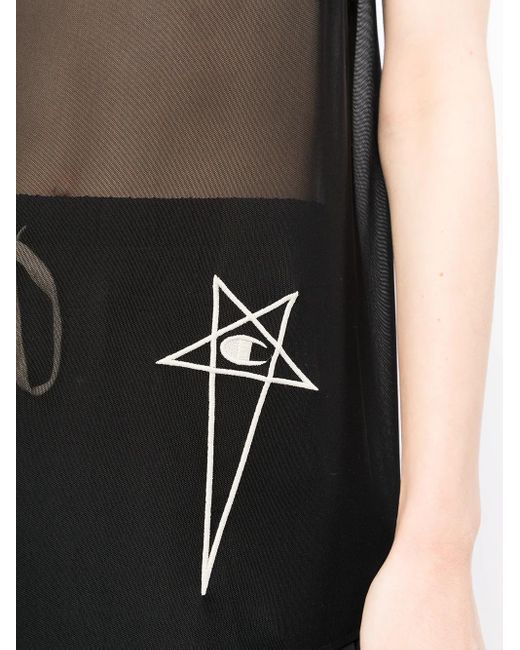 Rick Owens X Champion Gray Embroidered-Logo Tank Top