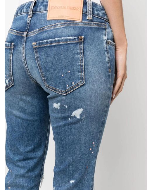 Vaqueros Capri Envejecidos Con Efecto Patchwork DSquared² de color Blue