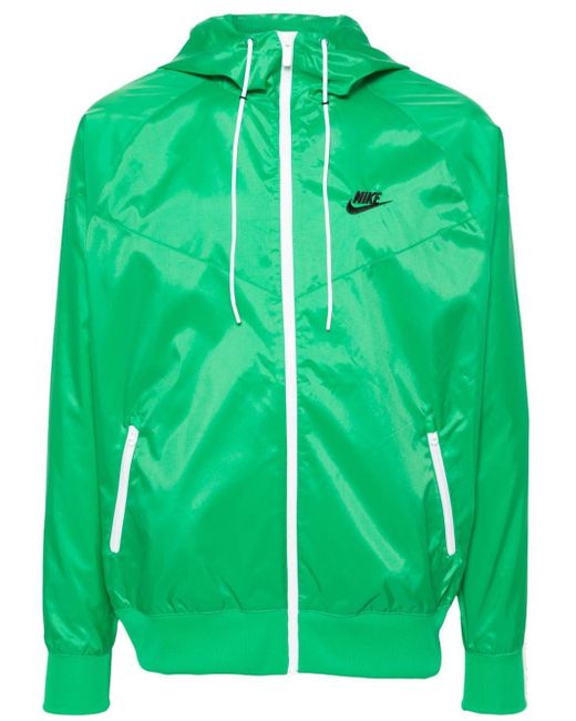 Nike Green Logo-embroidered Hooded Jacket for men