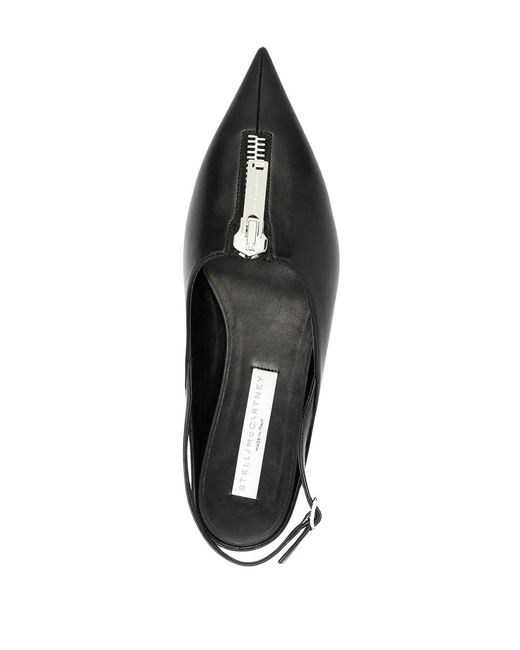 Stella McCartney Black Zipit Slingback Ballerina Shoes