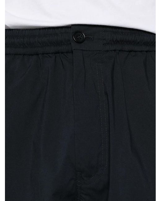 Aspesi Black Elasticated-Waist Poplin Shorts for men