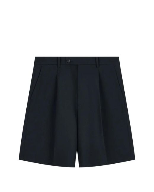 Emporio Armani Blue Pleated-Detail Tailored Shorts for men
