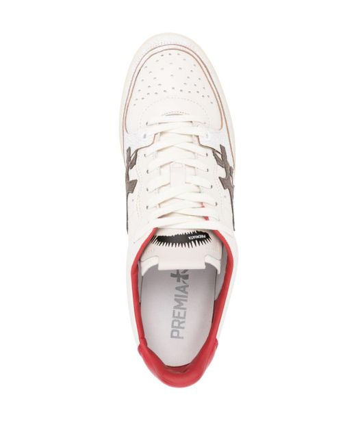 Premiata White Clay Low-top Leather Sneakers for men
