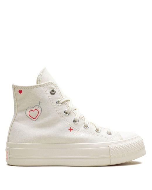 Converse White Chuck Taylor All Star Lift Platform High "y2k Heart" Sneakers