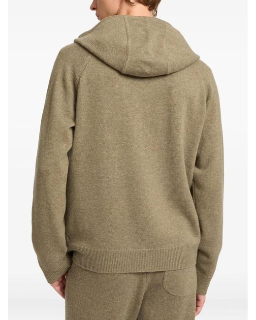 Yves Salomon Green Knitted Hoodie for men