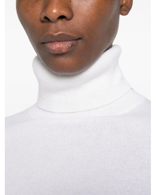 Allude White Roll-Neck Long-Sleeve Sweater