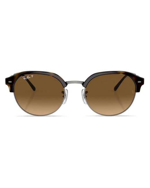 Ray-Ban Brown Logo-Print Round-Frame Sunglasses