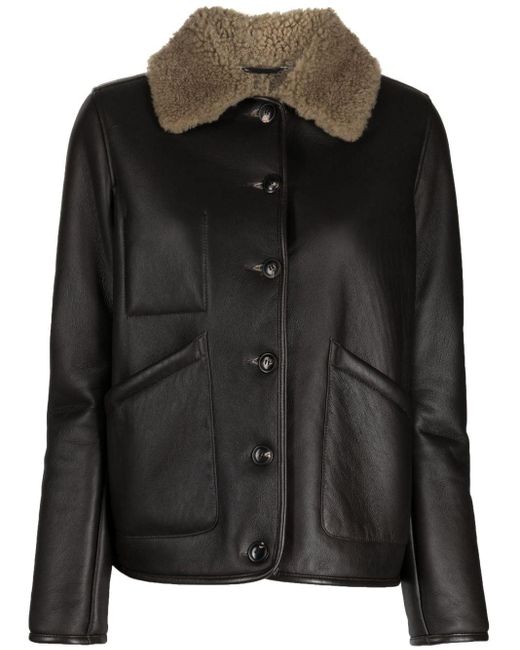YMC Classic-collar Leather Jacket in Black | Lyst