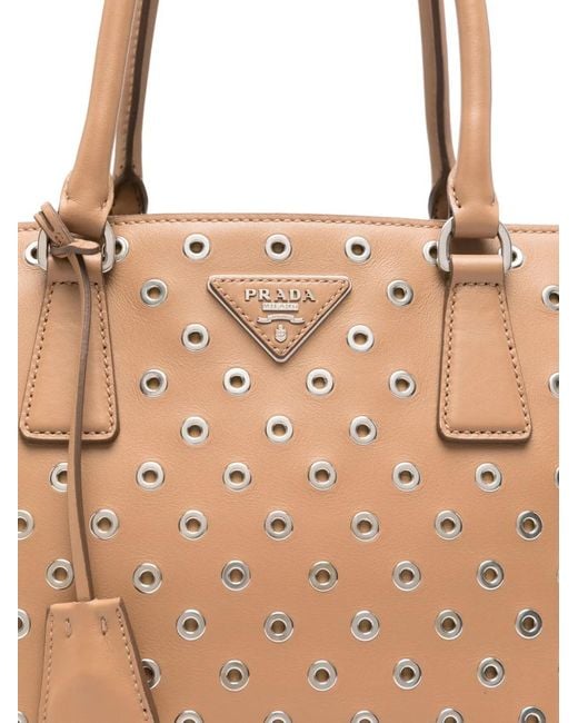 Prada Brown Galleria Eyelet-Embellishment Tote Bag