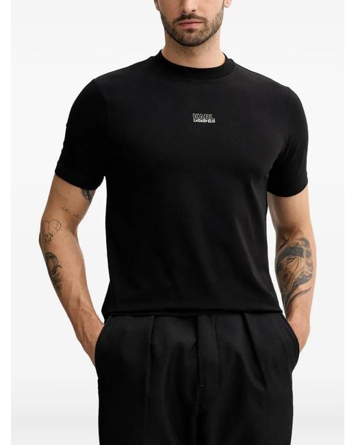 Karl Lagerfeld Black Logo-Detail T-Shirt for men