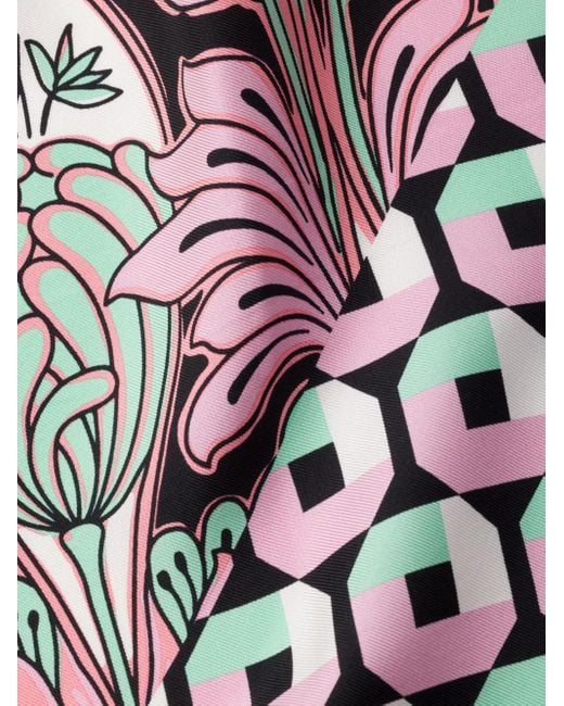 Prada Green Silk Twill Printed Scarf