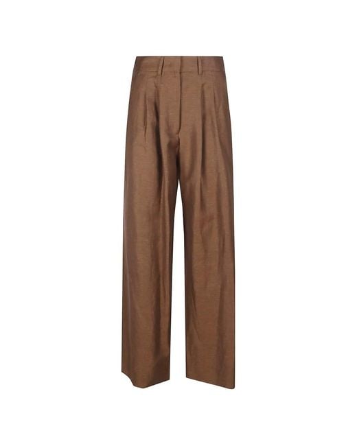 PT Torino Brown Pleated Trousers
