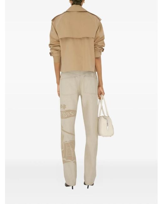 Burberry Natural Haltye Cropped Gabardine Trench Jacket