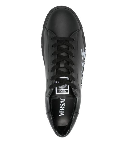 Versace Black 'New Greca' Low Sneakers With Greca Motif And Lettering Logo On The Side for men