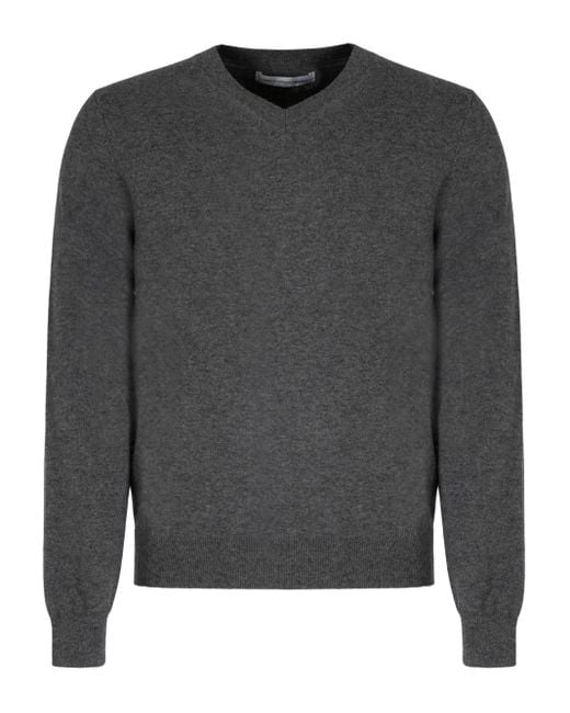 メンズ Comme des Garçons V-neck Wool Sweater Gray