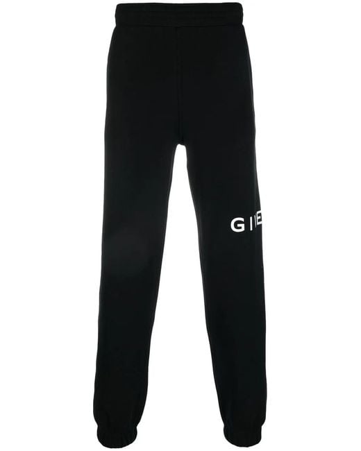 Givenchy Black Logo-Print Cotton Track Trousers for men