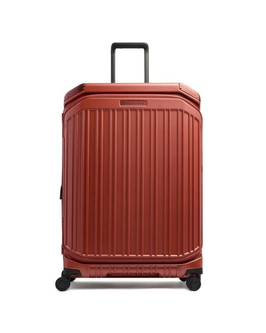 Piquadro Red Large Expandable Ridged Suitcase
