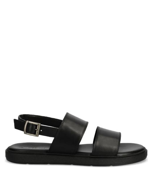 Vagabond Black Leather Flat Sandals for men