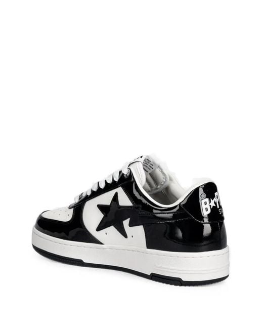 A Bathing Ape White Bape Sta Patent Leather Sneakers for men