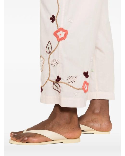 Forte_forte Natural Floral-Embroidered Trousers