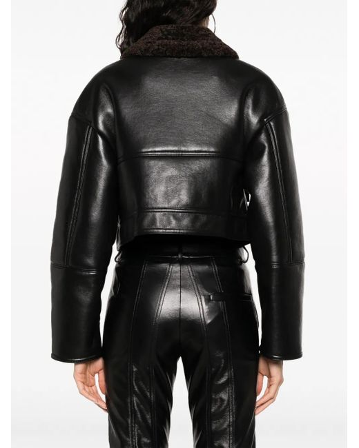 Nanushka Black Cropped Leather Jacket