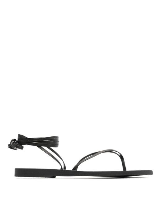 Ancient Greek Sandals White Celia Flat Leather Sandals