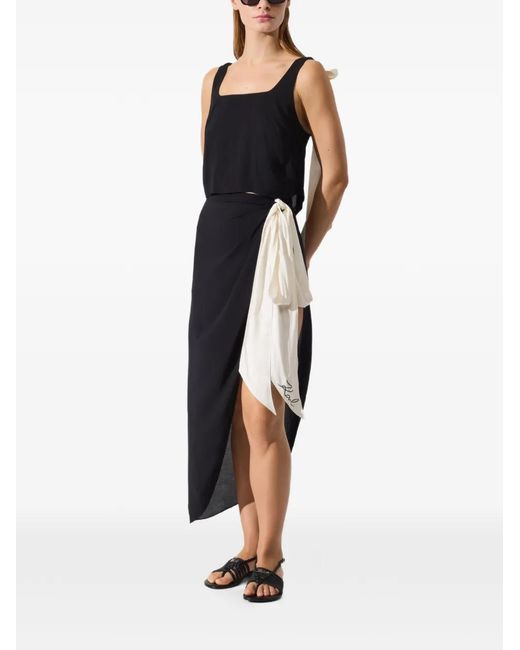 Karl Lagerfeld Black Sheer Bow Pareo