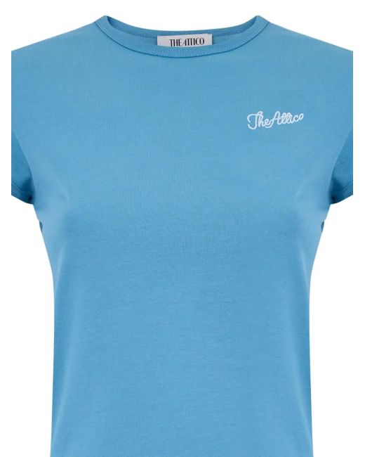 The Attico Blue T-Shirt Mit Logo-Stickerei