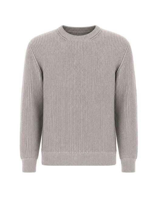 Paul & Shark Gray Ribbed-Knit Crew-Neck Sweater for men