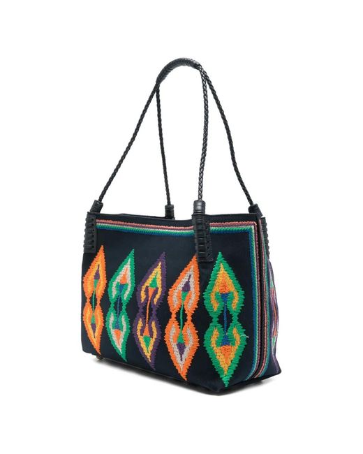 Etro White Medium Canvas Libra Tote Bag With Embroidery