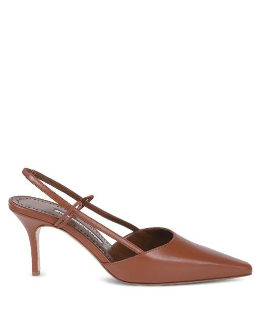 Manolo Blahnik Brown Spitze Slingback-Pumps 70Mm