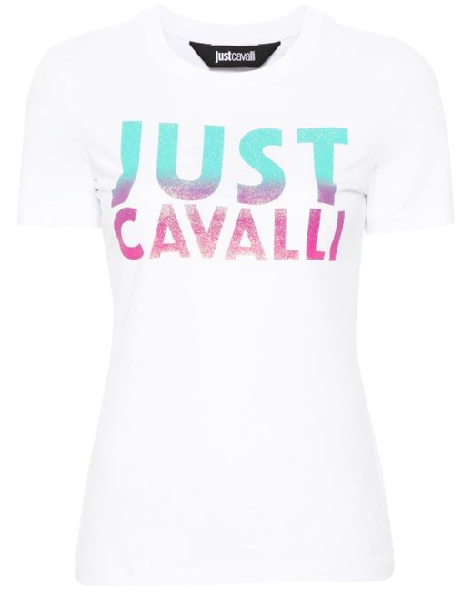 Just Cavalli White T-Shirt mit Logo-Print