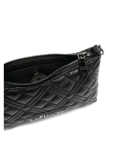 Love Moschino Black Logo-plaque Quilted Shoulder Bag