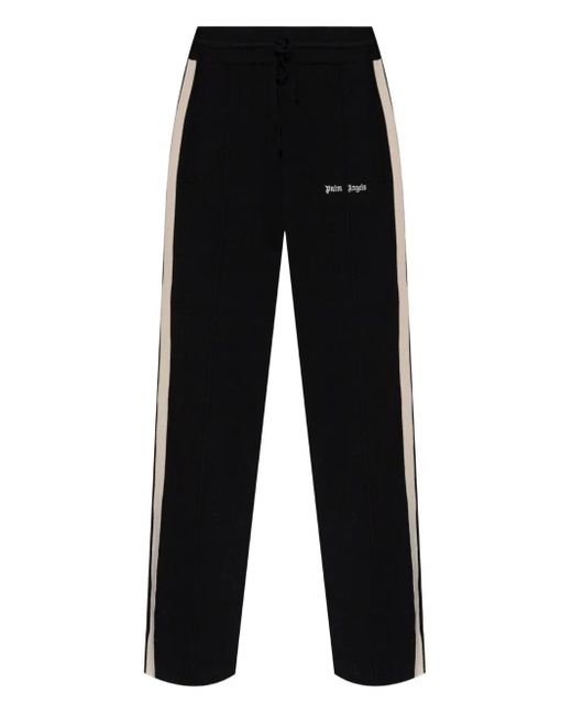 Palm Angels Black Logo-Embroidered Stripe-Logo Track Pants