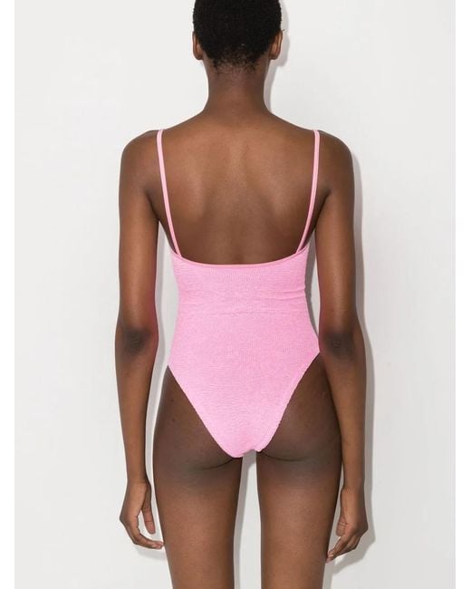 Hunza G Pink Pamela Crinkle Swimsuit