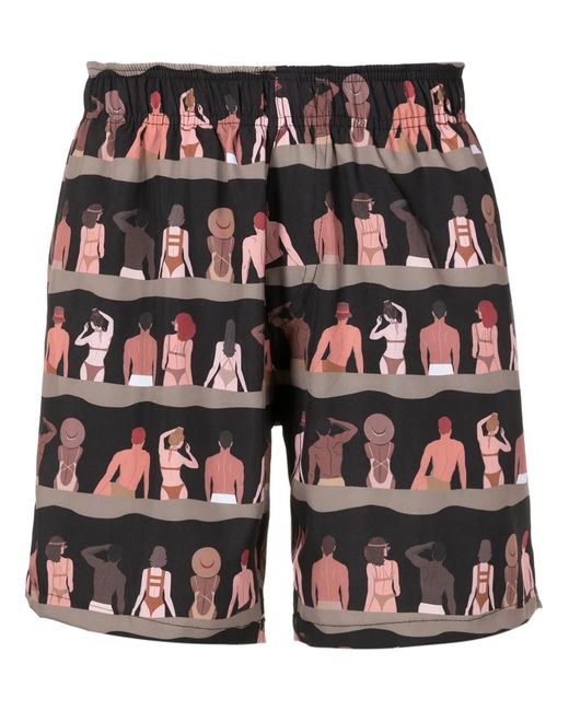 Amir Slama Blue Graphic-Print Shorts for men