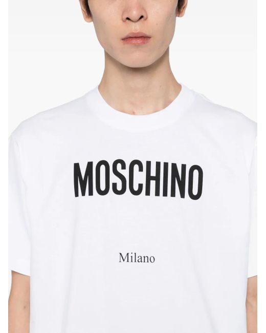 Moschino White Logo-Print T-Shirt for men