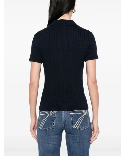 Polo Ralph Lauren Blue Poloshirt Mit Zopfmuster