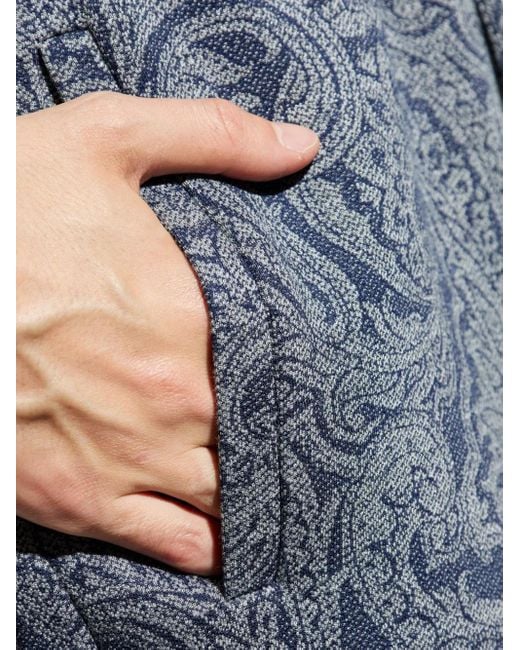 Etro Blue Paisley-Print Drawstring Track Pants for men