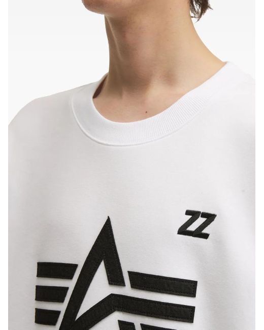Izzue White Logo-Patch Crew-Neck Sweatshirt for men
