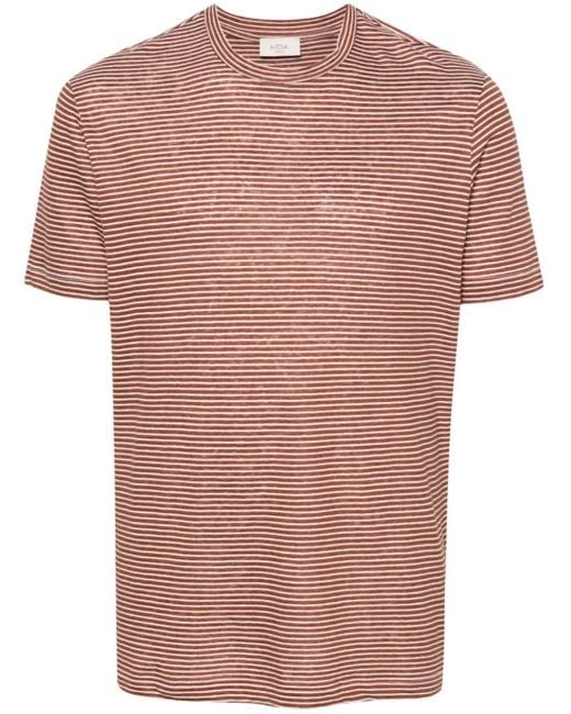 Altea Pink Striped Linen Blend T-shirt for men