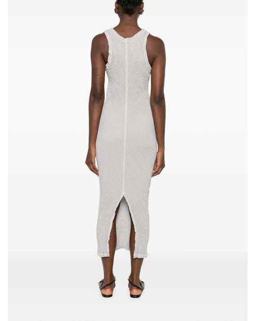 Issey Miyake White Textured Midi Dress