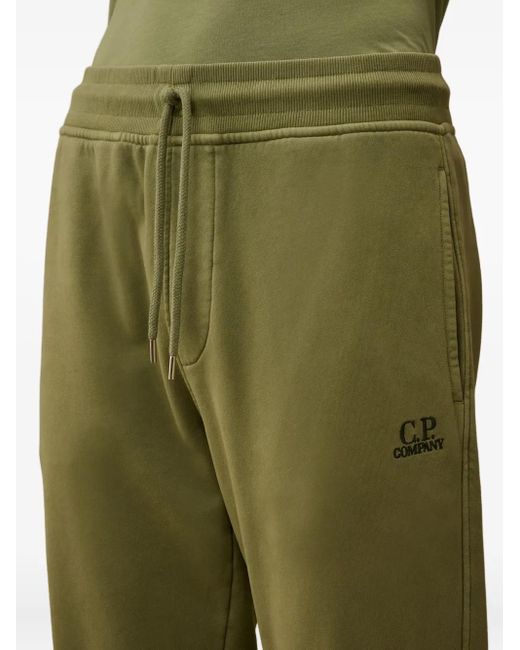 C P Company Green Drawstring-Cuffed Track Pants for men