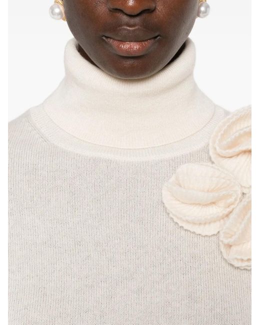 Maglione A Collo Alto Con Decorazione di Allude in White