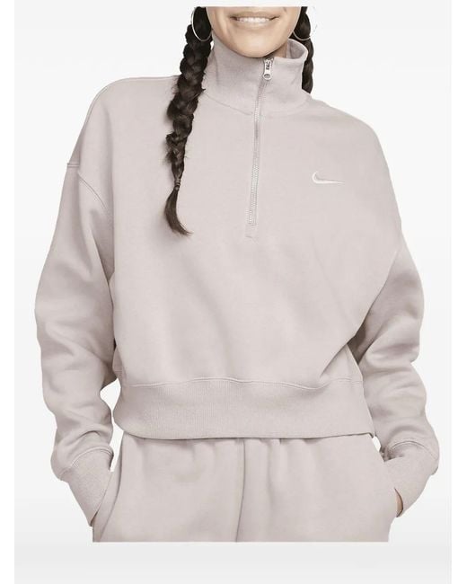 Nike Gray Phoenix Fleece Half-Zip Sweater